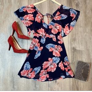 Lulus Flowers That Be Navy Blue Dress